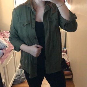 Army green canvas button up